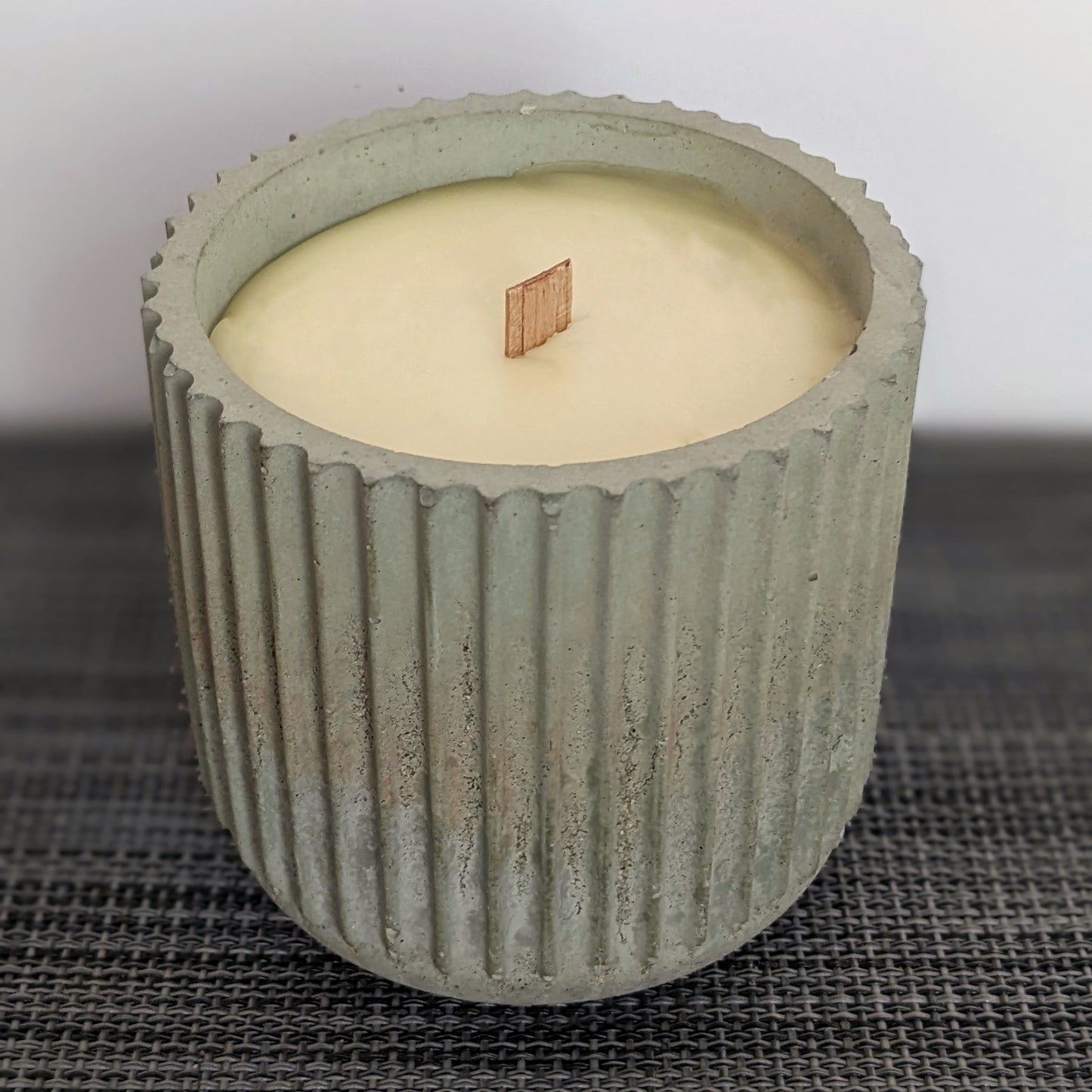 100% Pure USA Beeswax candle in ridge concrete vessel